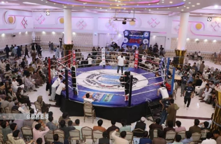Martial artists at a competition in Herat