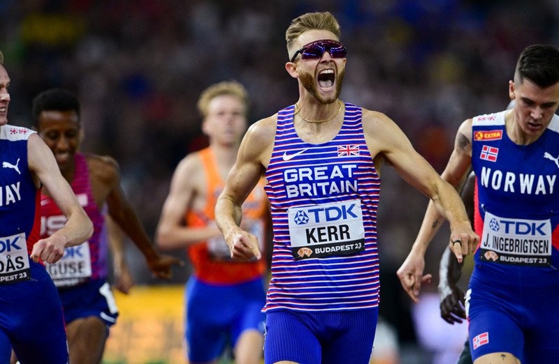 Josh Kerr and Jakob Ingebrigtsen compete in the men’s 1500 metres at Budapest 2023