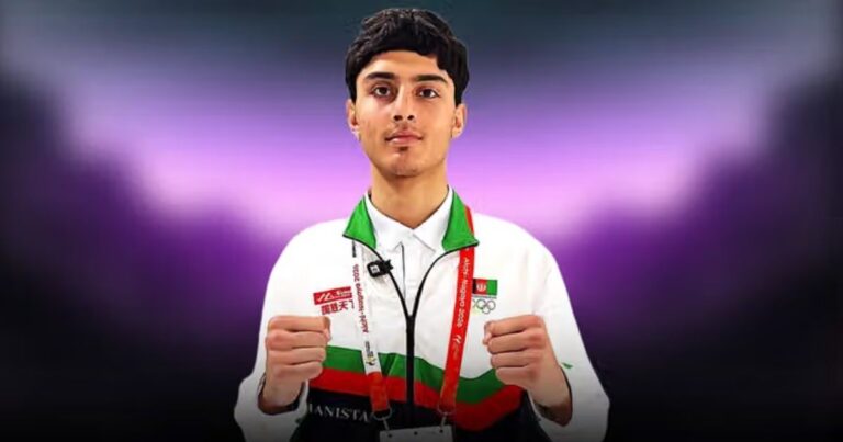 Afghan boxer Emal Hamdam during the 2026 Asian Games in Japan