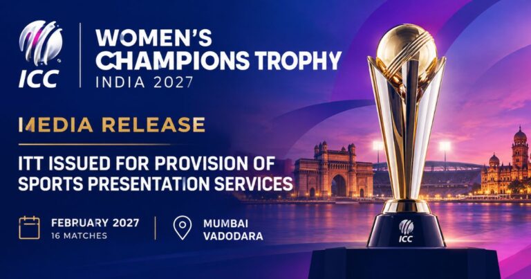 International Cricket Council announcement for sports presentation services at the 2027 Women’s Champions Trophy