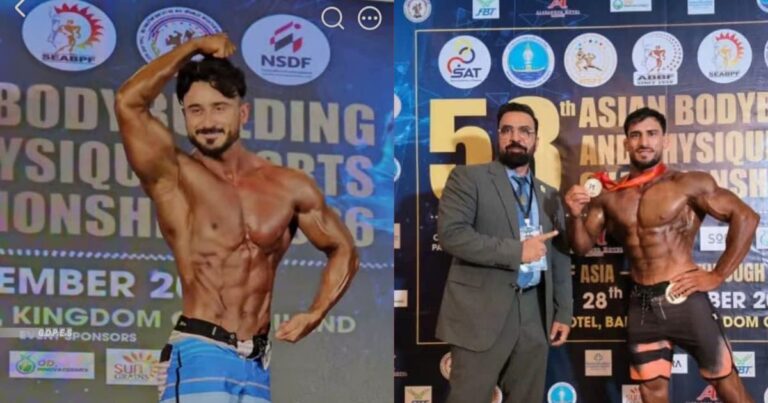 Afghan bodybuilder Wahidullah Siddiqi at the Asian Bodybuilding and Fitness Championships in Bangkok.