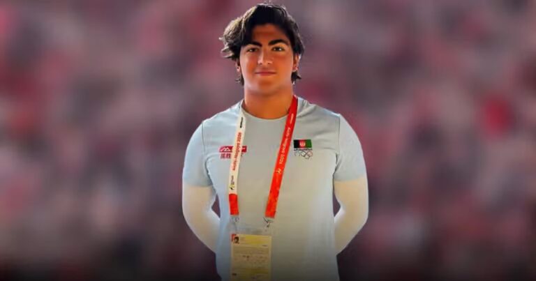 Afghan swimmer Mohammad Sediq Matin competing at the 2026 Asian Games.