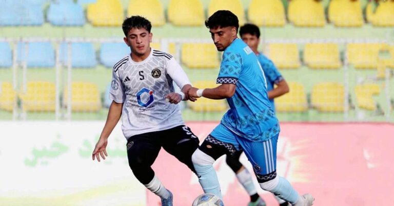 Arman FC and Khurasan Faryab players during their Afghanistan Champions League match in Kabul
