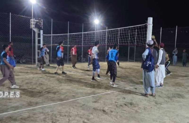 Volleyball players competing in an eight-province tournament in Sharana, Paktika