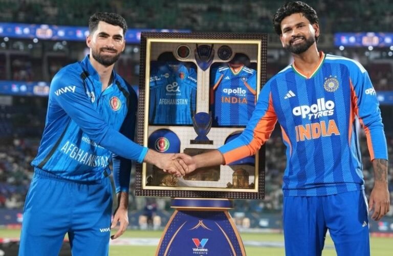 Afghanistan and India during the first T20I at Arun Jaitley Stadium in New Delhi