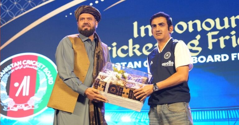 Afghanistan and India cricketers and officials attend an ACB-hosted gathering in New Delhi during the 2026 T20I series.