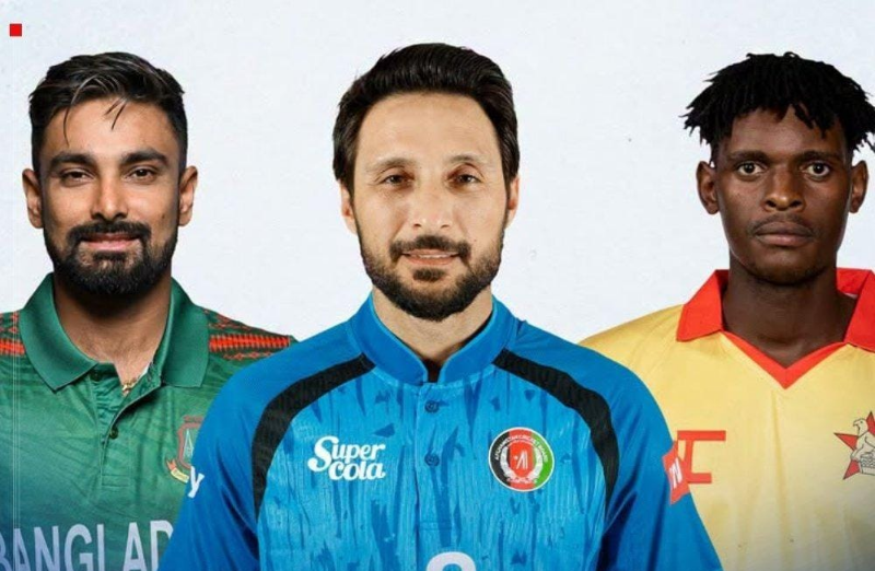 Afghanistan Cricket Board graphic announcing matches against Bangladesh and Zimbabwe in the UAE