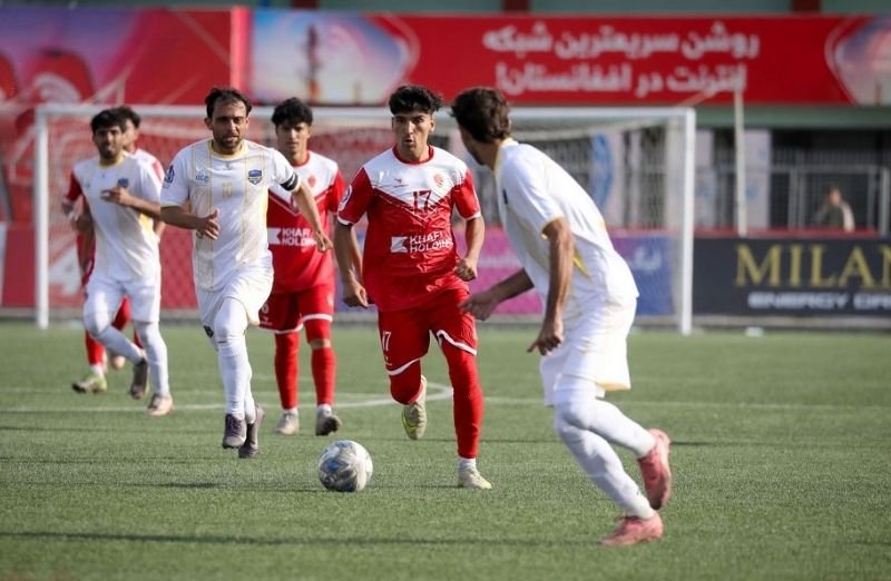 Players competing during an Afghanistan Champions League match in Kabul