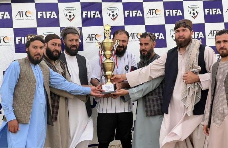 Players at the Badghis First Division football competition in Afghanistan