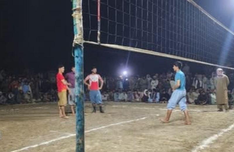 Volleyball players competing in the eight-team tournament in Balkh district, Afghanistan