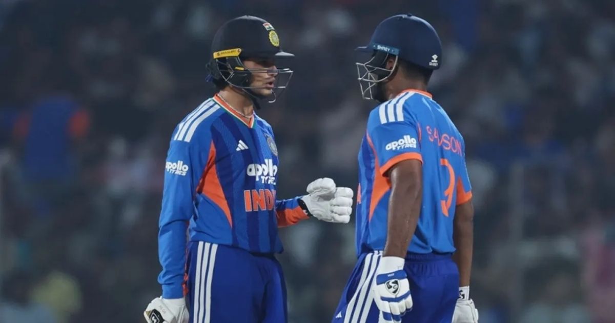Sanju Samson and Abhishek Sharma batting for India against Afghanistan during the second T20I in New Delhi