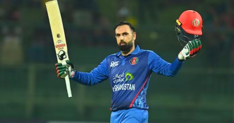Mohammad Nabi batting for Afghanistan against India during the second T20I in New Delhi