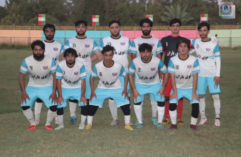 Yaran football team during the nine-team football league in Lashkargah, Helmand