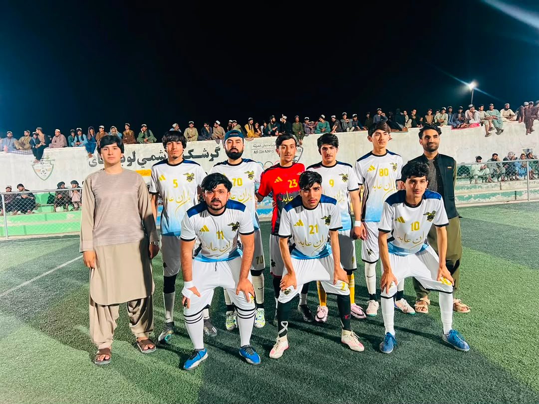 Takhtiyan futsal team after winning the 16-team tournament in Gereshk, Helmand