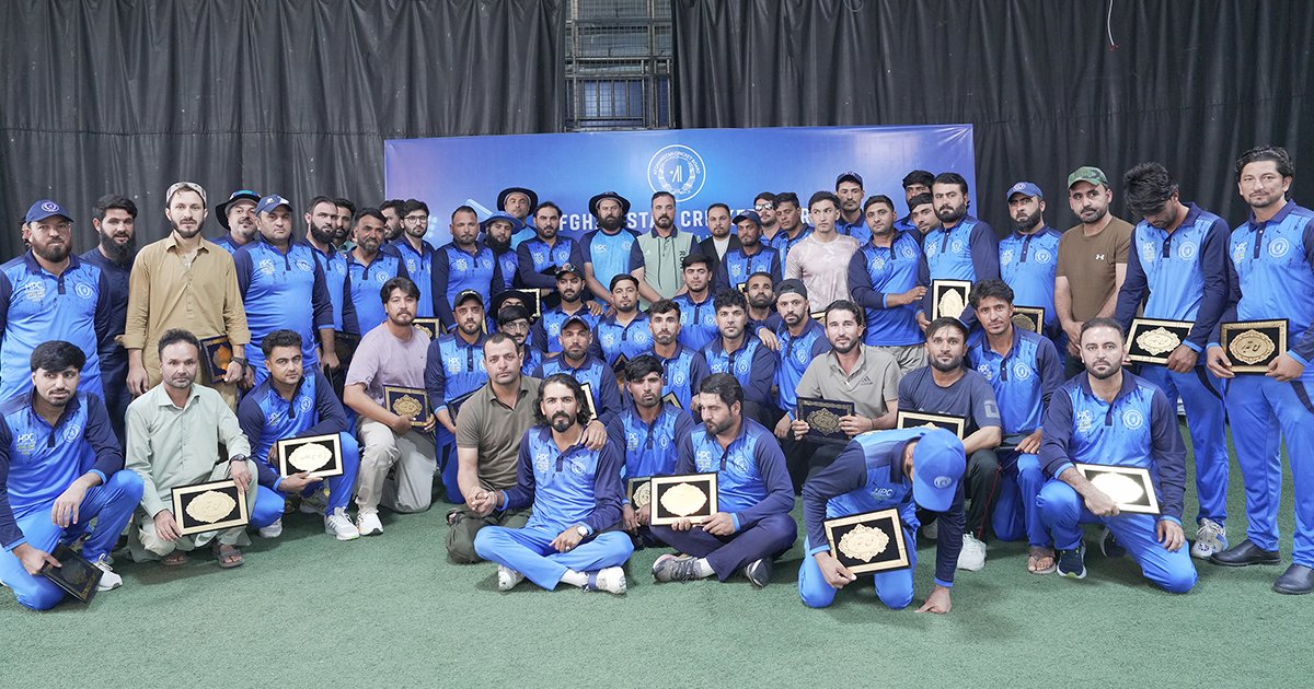 Afghanistan Cricket Board High-Performance Center technical-course participants pose with certificates