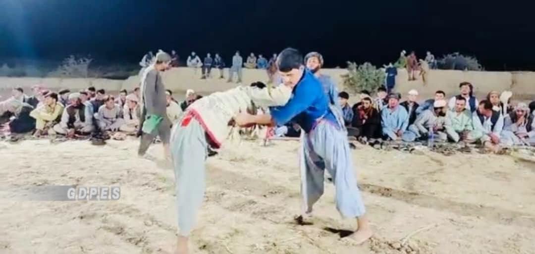 Traditional wrestlers compete in Aqcha district of Jowzjan. Photo: Afghanistan General Directorate of Physical Education and Sports