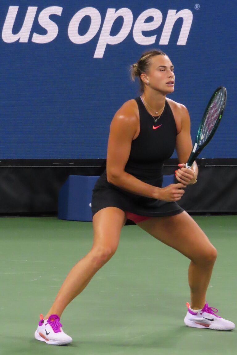 Aryna Sabalenka playing a match at the US Open in New York