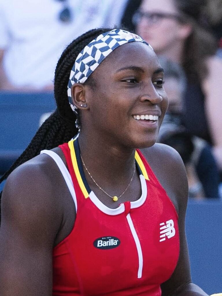 Coco Gauff competes at the US Open in New York