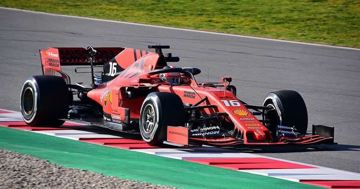 Charles Leclerc drives a Ferrari Formula 1 car during testing