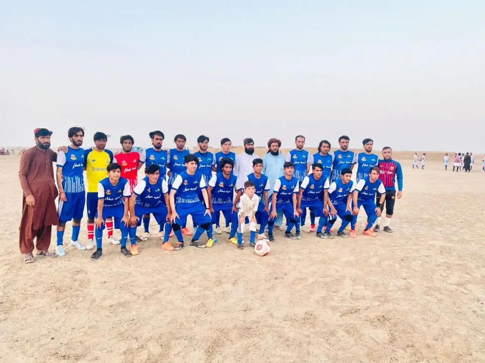 Football players in Helmand province during a local tournament