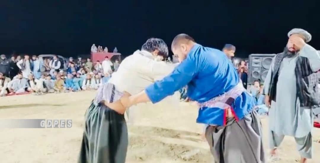 Traditional wrestlers compete in Khanqah district of Jowzjan. Photo: Afghanistan General Directorate of Physical Education and Sports