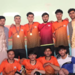 Photograph accompanying the Ghor first-division futsal championship report in Firozkoh