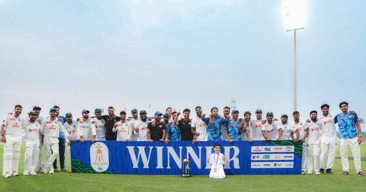 Sediqullah Atal batting for Afghanistan against Bangladesh during the one-off Test in Abu Dhabi in October 2026.