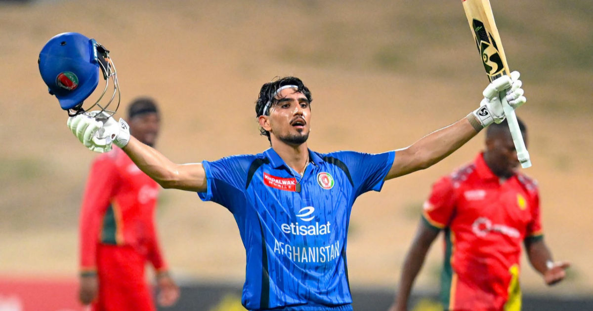Afghanistan batter Sediqullah Atal during his 102-run innings against Zimbabwe in Abu Dhabi on October 19, 2026.