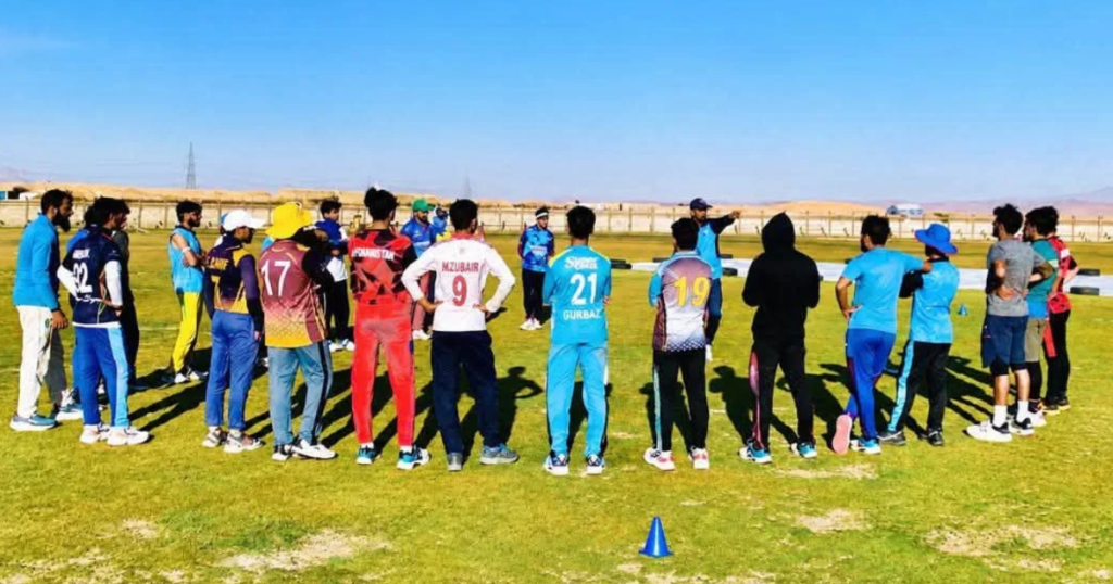 Cricketers attending a training camp in Zabul ahead of the Wazir Mohammad Akbar Khan Grade II Provincial Tournament