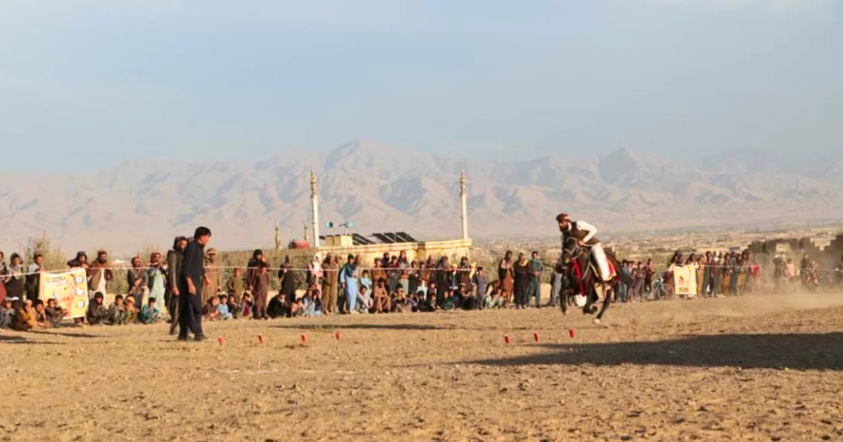 Traditional spear-throwing competition in Zurmat district, Paktia