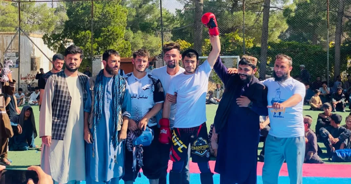 Athletes competing in the tenth provincial kickboxing selection tournament in Kapisa