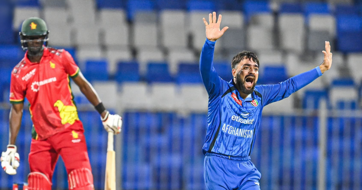 Afghanistan national cricket team celebrating its ODI tri-series title after defeating Zimbabwe in Sharjah