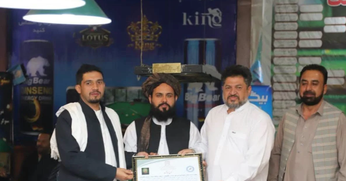 Western Afghanistan snooker championship in Herat featuring players from five provinces, won by Farid Ahmad Barati