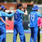 Afghanistan Under-19 cricketers celebrate a wicket